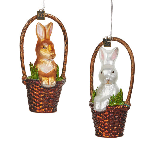 Easter Basket with Bunny Ornament Set of 2 Assorted