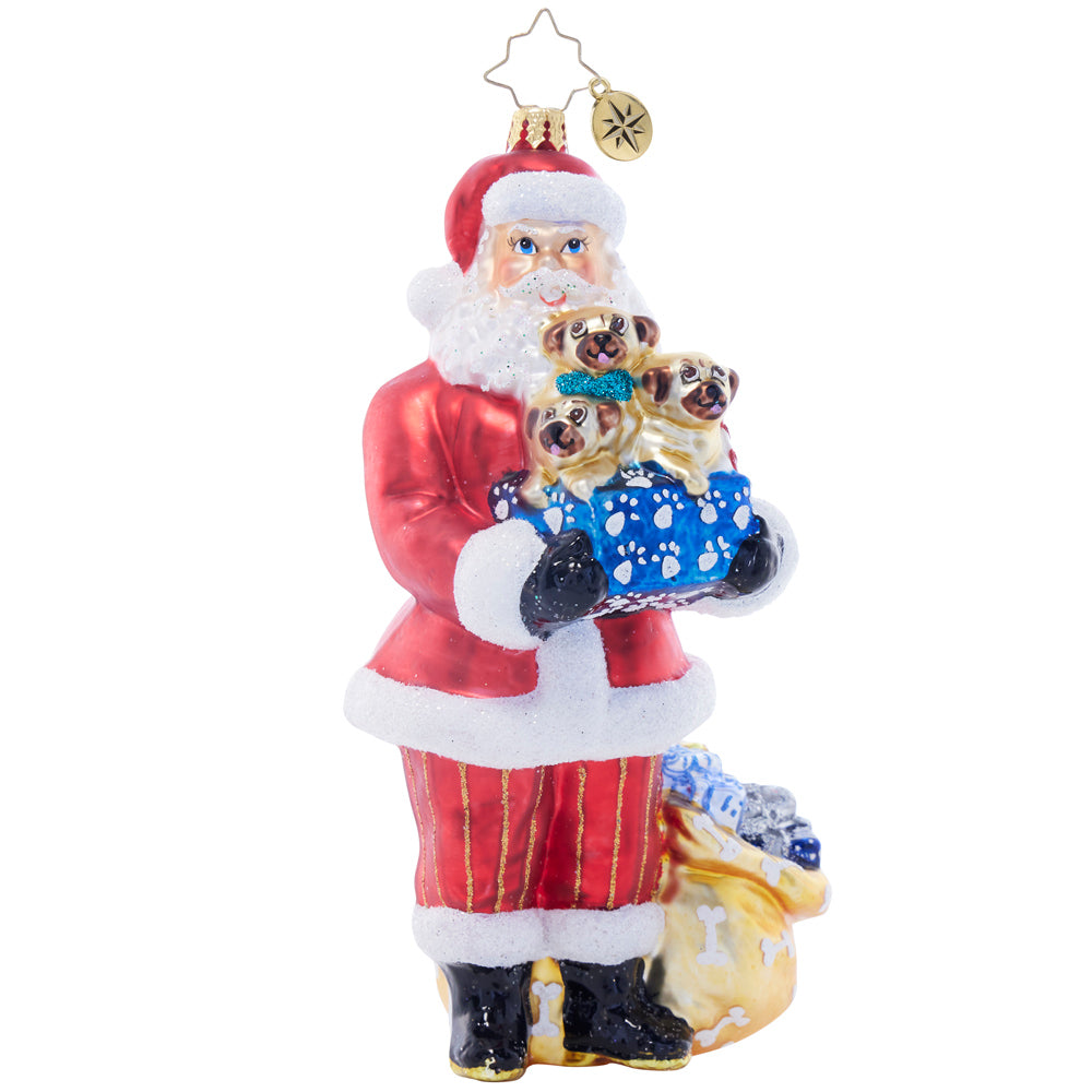 Santa's Pug-palooza Ornament