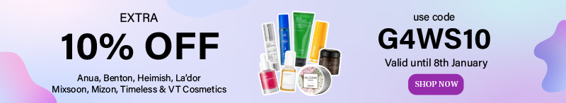 Extra 10% off sale on Anua, Benton, Heimish, La'dor, Mixsoon, Mizon, Timeless and VT Cosmetics