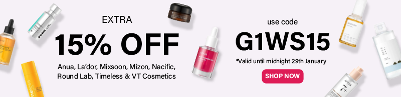 Extra 15% Off Sale - Anua, La'dor, Mixsoon, Mizon, Nacific, Round Lab, Timeless and VT Cosmetics - Use code G1WS15