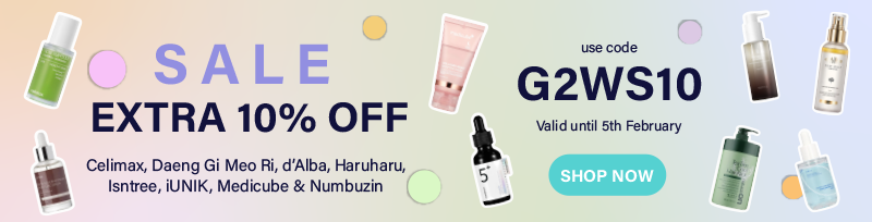 Extra 10% Off Sale - Celimax, Daeng Gi Meo Ri, d'Alba, Haruharu, Isntree, iUNIK, Medicube & Numbuzin - Use code G2WS10